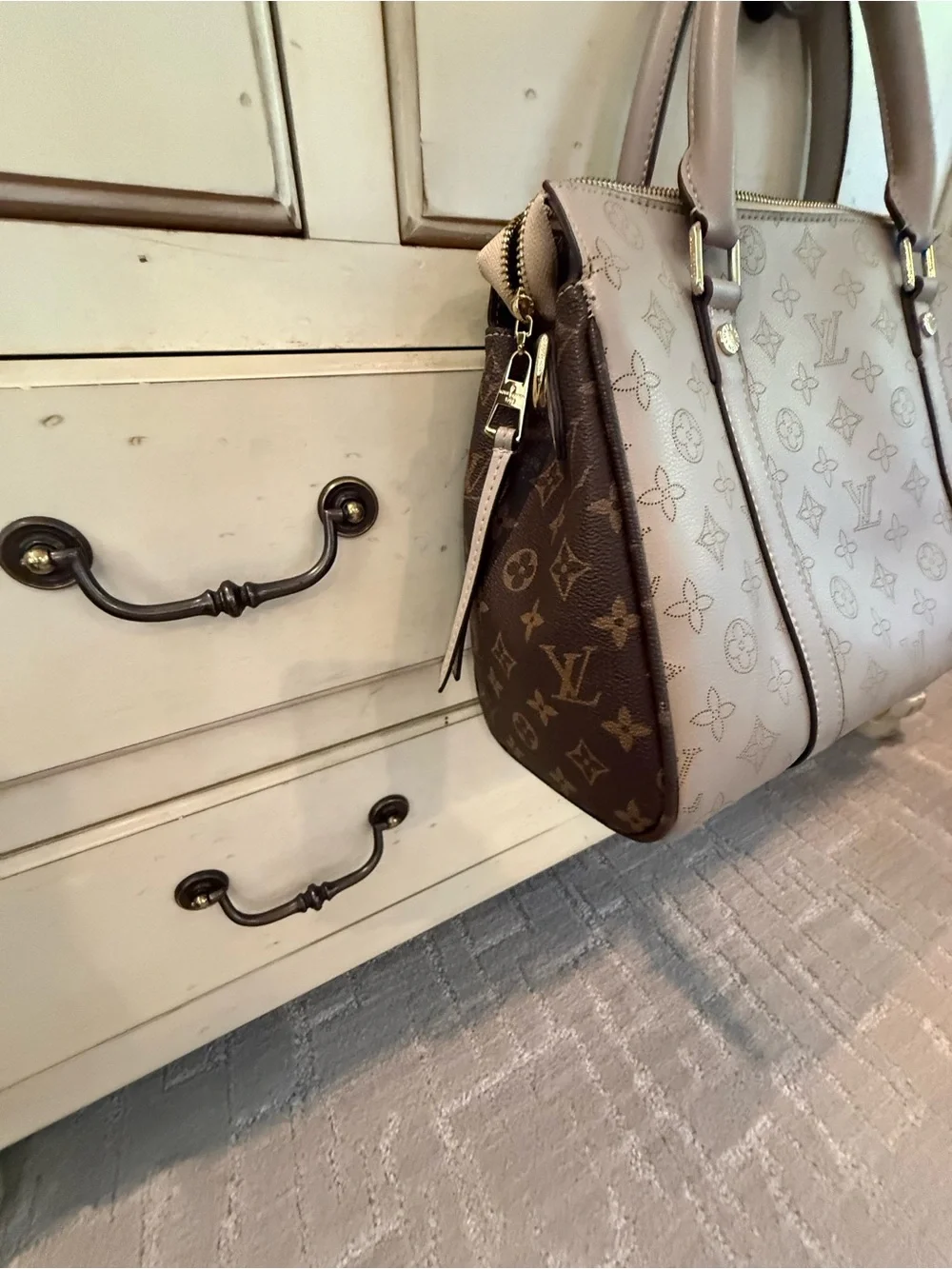Gray Monogram Top-Handle Tote - Luxury Designer Inspired